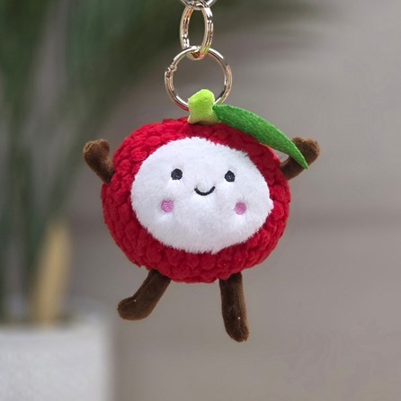Plush Lychee Keyring Bag Charm Plush Red Lychee Bag Charm Bessie Cute Soft Novelty Fun Bag Charm Keyring Key Ring