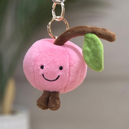 Plush Peach Keyring Bag Charm Plush Pink Peach Bag Charm Bessie Cute Soft Novelty Fun Bag Charm Keyring Key Ring