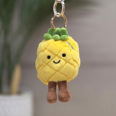 Plush Pineapple Keyring Bag Charm Plush Yellow Pineapple Bag Charm Bessie Cute Soft Novelty Fun Bag Charm Keyring Key Ring