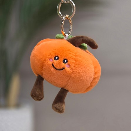 Plush Pumpkin Keyring Bag Charm Plush Orange Pumpkin Bag Charm Bessie Cute Soft Novelty Fun Bag Charm Keyring Key Ring