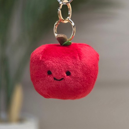 Plush Red Apple Keyring Bag Charm Plush Red Apple Bag Charm Bessie Cute Soft Novelty Fun Bag Charm Keyring Key Ring