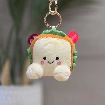 Plush Sandwich Keyring Bag Charm Plush Sandwich Bag Charm Bessie Cute Soft Novelty Fun Bag Charm Keyring Key Ring