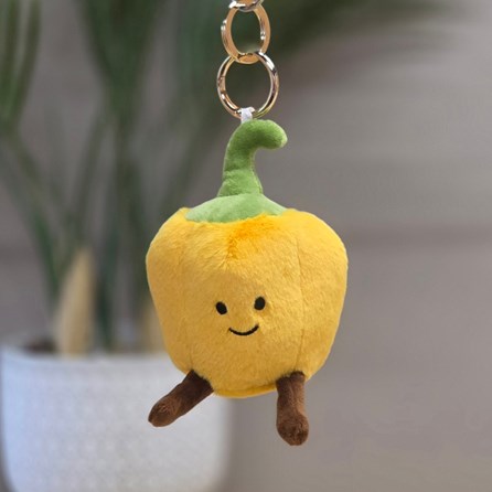 Plush Yellow Pepper Keyring Bag Charm Plush Yellow Pepper Bag Charm Bessie Cute Soft Novelty Fun Bag Charm Keyring Key Ring