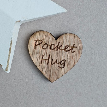 'Pocket Hug' Wooden Heart Pocket Token Wooden Sentiment Token Wooden Keepsake Gift Sentiment Gifts Pocket Token Gift