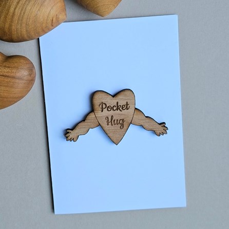 'Pocket Hug' Wooden Token and Card Wooden Sentiment Token Wooden Keepsake Gift Sentiment Gifts Sentiment Greetings Card Birthday Cards