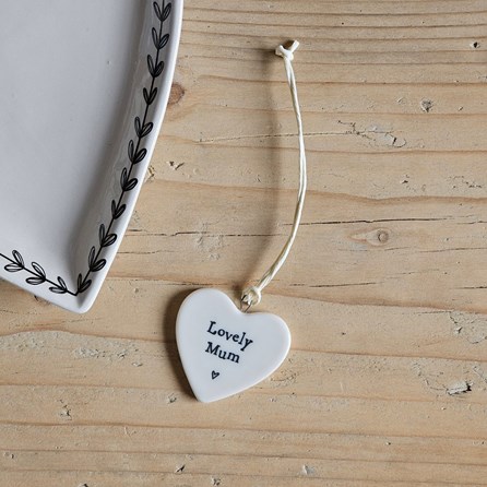 Porcelain Hanging Heart 'Lovely Mum'