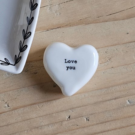 Porcelain Heart Token 'Love You' Home Decorations Homeware Gifts Sentiment Keepsake Gifts Porcelain Gifts Heart Token Love You