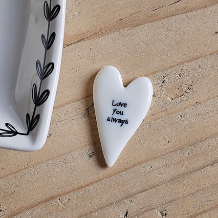 Porcelain Mini Long Heart Token 'Love You Always' Home Decorations Homeware Gifts Sentiment Keepsake Gifts Porcelain Gifts Mini Long Heart Token