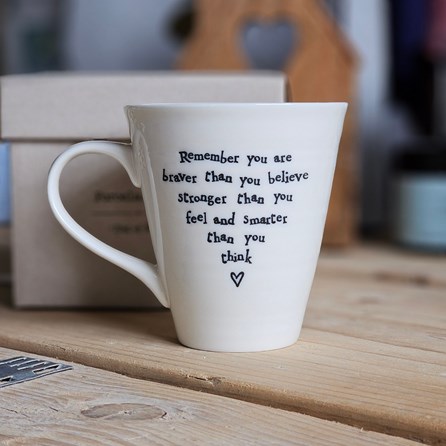 Porcelain Mug - Remember You Are Braver Home Decorations Homeware Gifts Sentiment Keepsake Gifts Porcelain Gifts Mug Remember You Are Braver
