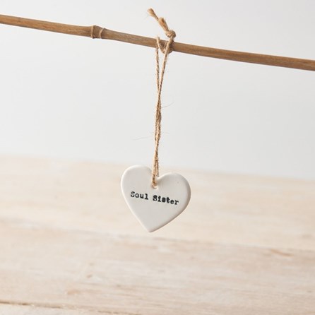 Porcelain 'Soul Sister' Hanging Heart Decoration