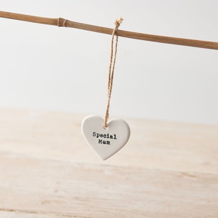 Porcelain 'Special Mum' Hanging Heart Decoration Porcelain 'Special Mum' Hanging Heart Decoration