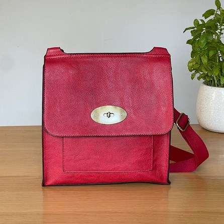 Postman Lock Satchel Bag in Red Gifts For Women Handbags And Accessory Gifts Cross Body Bag Postman Lock Satchel Bag Red