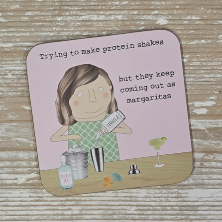 'Protein Shakes Margaritas' Coaster Rosie Made A Thing Coaster Funny Gifts Novelty Humourous Humour Quirky Gifts