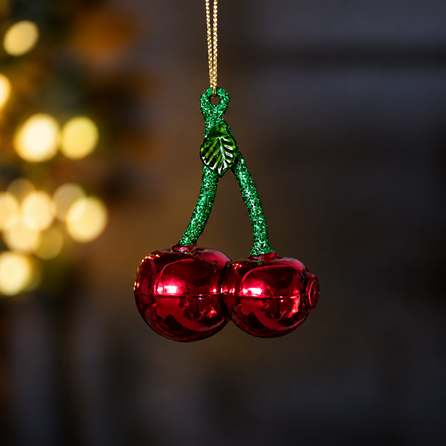 Red Glass Cherries Hanging Christmas Decoration Red Glass Cherries Hanging Christmas Decoration