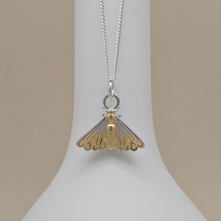 Rhodium and Gold Plated Moth Charm Necklace Rhodium and Gold Plated Moth Charm Necklace