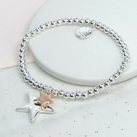 Rose Gold and Silver Plated Double Star Bracelet Rose Gold and Silver Plated Double Star Bracelet