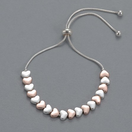 Rose Gold and Silver Plated Heart Slider Bracelet Rose Gold and Silver Plated Heart Slider Bracelet