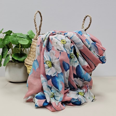 Roses Scarf in Light Coral Contemporary Scarves Headscarves Spring Lightweight Mother's Day Gifts Birthday Gifts Floral Scarf