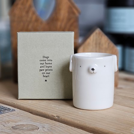 Round Porcelain Dog Pot Home Decorations Homeware Gifts Sentiment Keepsake Gifts Porcelain Gifts Round Dog Pot