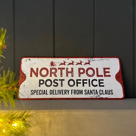 Rustic Metal 'North Pole Post Office' Christmas Sign Christmas Gifts Christmas Decorations Festive Homeware Novelty Christmas Signs