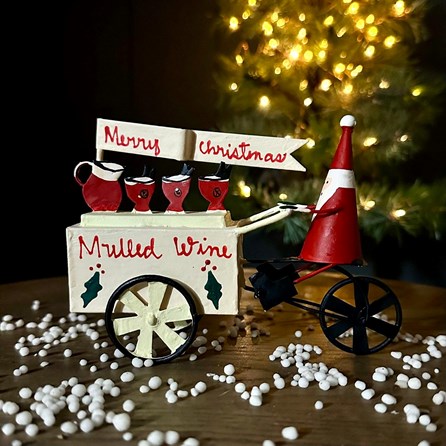 Santa With Mulled Wine Cart Christmas Decoration Christmas Table Decorations Christmas Gifts Festive Santa And Mulled Wine Cart Shoeless Joe
