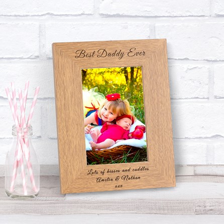 Personalised 'Best Daddy Ever' Photo Frame Personalised Gift Best Daddy Ever Photo Frame Gift For Men Wooden Engraved