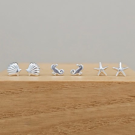 Set of 3 'Under The Sea' Sterling Silver Stud Earrings Set of 3 'Under The Sea' Sterling Silver Stud Earrings