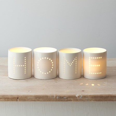 Set of 4 'HOME' Dot Tealight Holders Set of 4 'HOME' Dot Tealight Holders