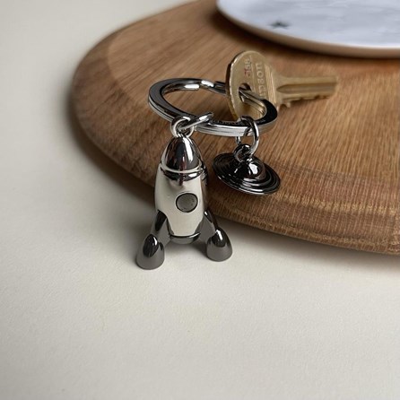 Silver & Grey Space Rocket Keyring Silver & Grey Space Rocket Keyring