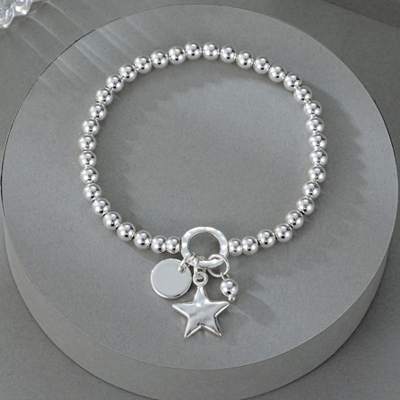Bead And Star Bracelet with Disc and Ball Charms Bead And Star Bracelet with Disc and Ball Charms