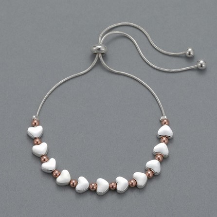 Silver Plated Hearts and Beads Friendship Bracelet Silver Plated Hearts and Beads Friendship Bracelet