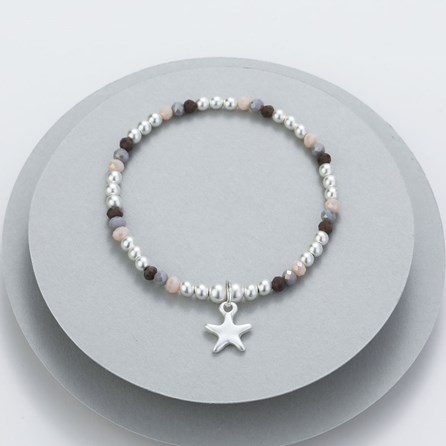 Silver Plated and Crystal Bracelet Matt Star Charm Silver Plated and Crystal Bracelet Matt Star Charm
