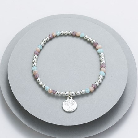 Silver Plated and Crystal Bracelet Tree Of Life Charm Silver Plated and Crystal Bracelet Tree Of Life Charm