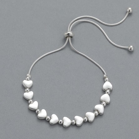 Silver Plated Heart and Ball Slider Bracelet Silver Plated Heart and Ball Slider Bracelet