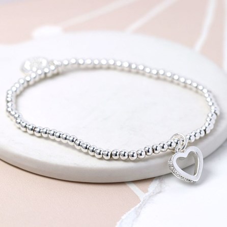 Silver Plated Open Heart Crystal Bracelet Silver Plated Open Heart Crystal Bracelet