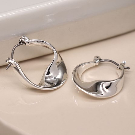 Silver Plated Wave Hoop Earrings Silver Plated Wave Hoop Earrings