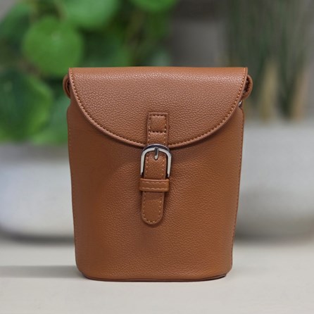 Small Cross Body Bag in Brown Small Cross Body Handbag Bag For Phones Long Matching Strap Press Stud Fastening