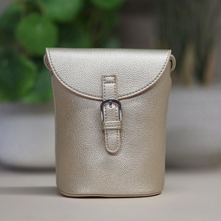 Small Cross Body Bag in Gold Small Cross Body Handbag Bag For Phones Long Matching Strap Press Stud Fastening