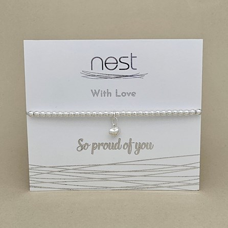 'So Proud Of You' Beaded Charm Bracelet Beaded Bracelet Carded Bracelet Sentiment So Proud Of You Silver Plated jewellery