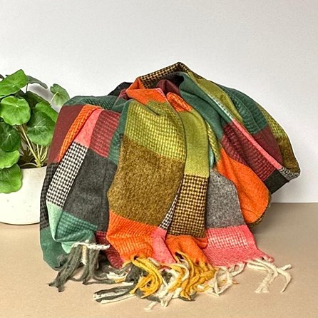 Soft Colour Block Check Scarf in Autumn Colours Clothing Accessory Gifts Soft Warm Winter Scarves Shawls Wraps Contemporary Scarf