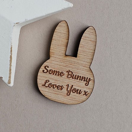 'Some Bunny Loves You' Rabbit Pocket Token Wooden Sentiment Token Wooden Keepsake Gift Sentiment Gifts Pocket Token Gift