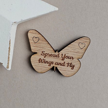 'Spread Your Wings...' Butterfly Pocket Token Wooden Sentiment Token Wooden Keepsake Gift Sentiment Gifts Pocket Token Gift