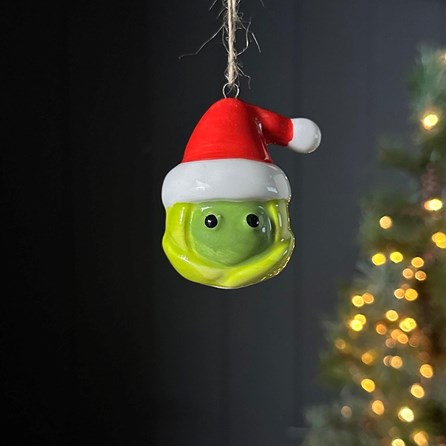 Sprout with Santa Hat Hanging Christmas Decoration Christmas Hanging Decorations Festive Xmas Gifts Porcelain Gifts Ceramic Hanging Novelty