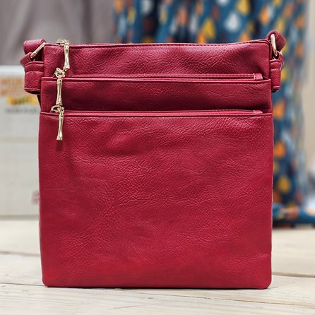 Square Multi-Zipped Cross Body Bag in Red Square Multi-Zipped Cross Body Bag in Red