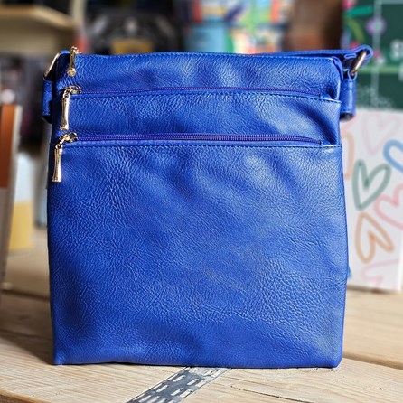 Square Multi-Zipped Cross Body Bag in Royal Blue Square Multi-Zipped Cross Body Bag in Royal Blue