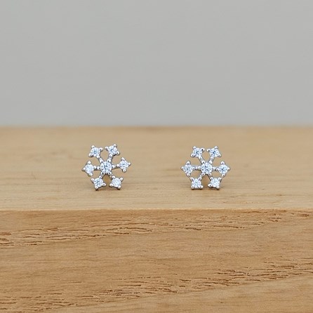 Sterling Silver and CZ Snowflake Stud Earrings Sterling Silver Christmas Jewellery Xmas Gifts Secret Santa Stocking Fillers Snowflake Stud Earrings