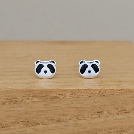 Sterling Silver And Enamel Panda Stud Earrings Sterling Silver And Enamel Earrings Gifts For Children Fun Novelty Earrings Birthday Gifts