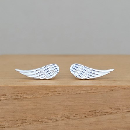 Sterling Silver Angel Wings Stud Earrings