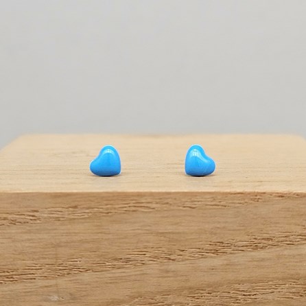 Sterling Silver Blue Enamel Heart Stud Earrings Sterling Silver Blue Enamel Heart Stud Earrings