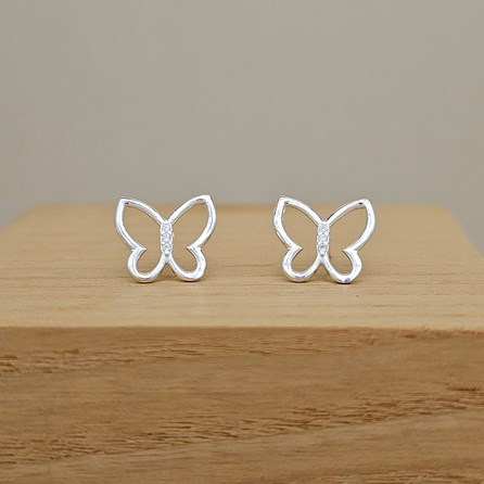 Sterling Silver Butterfly CZ Stud Earrings Sterling Silver Butterfly CZ Stud Earrings